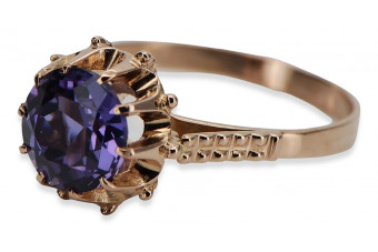 Руски съветски пръстен от розово злато 14K александрит рубин изумруден сапфир циркон 585 vrc045