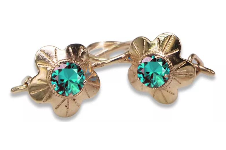 Vintage rose pink 14k 585 gold earrings vec028 alexandrite ruby emerald sapphire ...