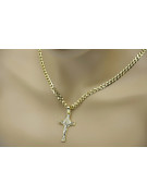 Exquisite 14K Gelb- & Weißgold Katholische Jezus Kreuz Halskette ctc027yw