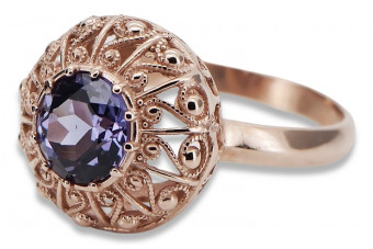 Vintage Rose Gold Ring 14K Alexandrite Ruby Emerald Sapphire Zircon 585 vrc059
