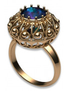 Radziecki 14k 585 złoty Rosyjski pierścionek z różowego złota z Aleksandrytem Rubinem Szafirem Szmaragdem Cyrkonią vrc059