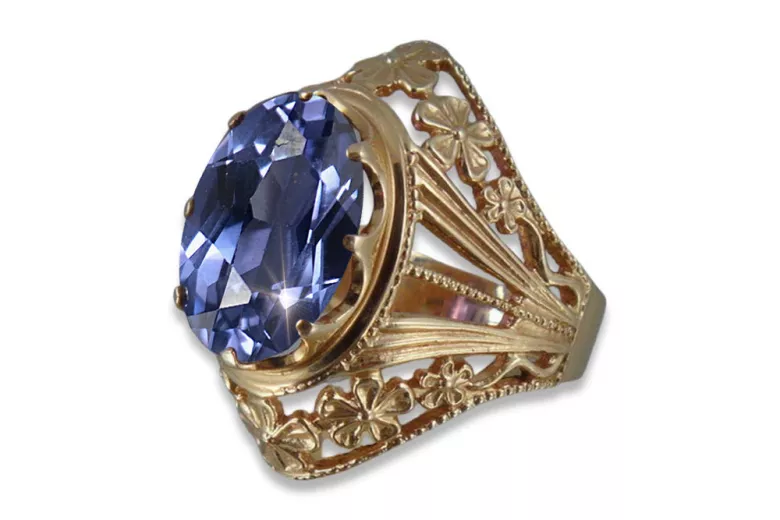 Russisch Sowjetrosa 14 Karat 585 Gold Alexandrit Rubin Smaragd Saphir Zirkon Ring vrc031
