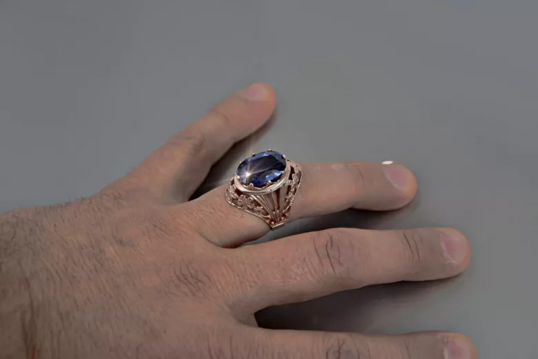 Vintage srebrny pierścionek 925 z Aleksandrytem Rubinem Szafirem Szmaragdem Cyrkonią vrc031s
