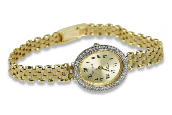 Італійський годинник з жовтого золота леді Женева Леді Подарунок lw117y