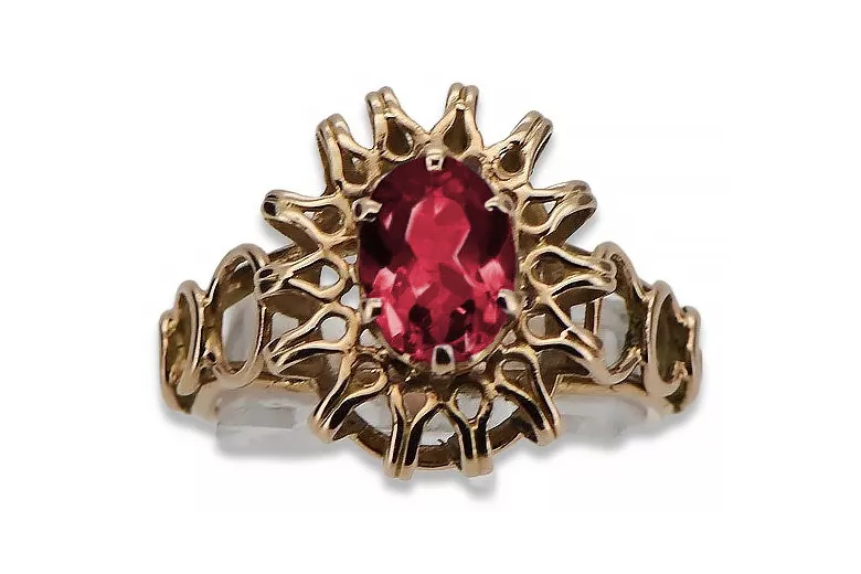 Autentyczny Rubin w Różowym Złocie 14K Vintage Biżuteria vrc032