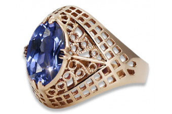 Руски съветски пръстен от розово злато 14K Александрит Рубин Изумруден сапфир Циркон 585 vrc030