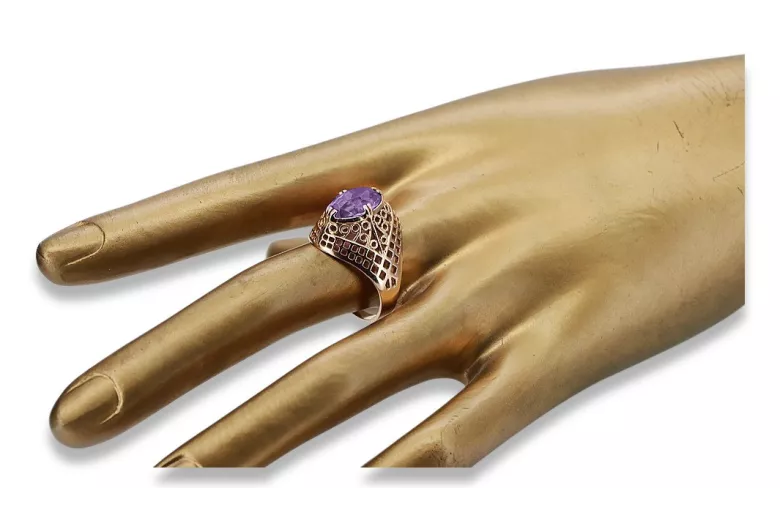 Radziecki 14k 585 złoty Rosyjski pierścionek z różowego złota z Aleksandrytem Rubinem Szafirem Szmaragdem Cyrkonią vrc030