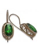 Vintage silver rose gold plated 925 Emerald earrings vec023rp