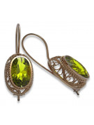 Vintage silver rose gold plated 925 yellow peridot earrings vec023rp
