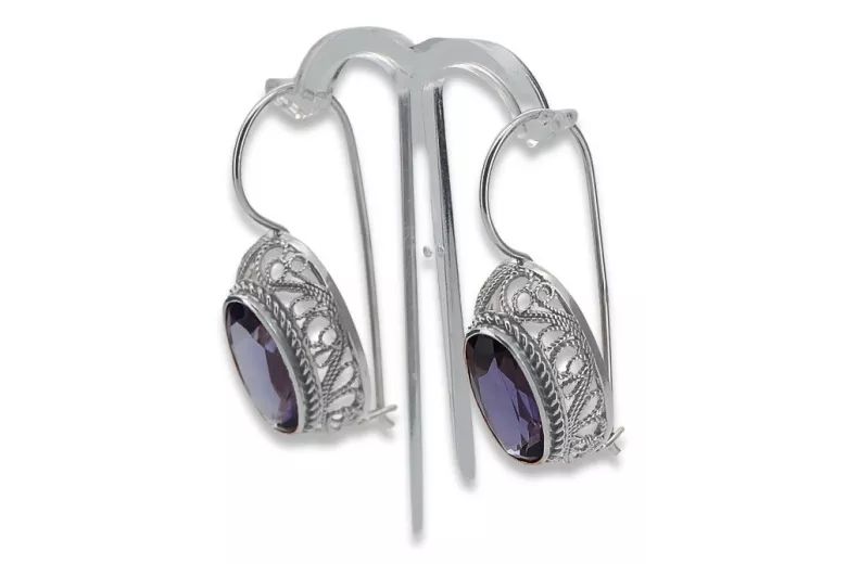 Vintage silver 925 Alexandrite earrings vec023s Vintage