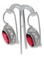 Vintage silver 925 Ruby earrings vec023s