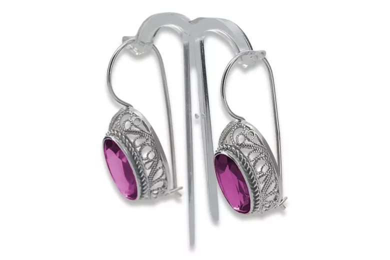 Vintage silver 925 amethyst earrings vec023s