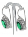 Vintage silver 925 Emerald earrings vec023s