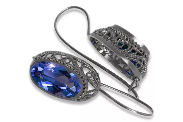 Vintage silver 925 Sapphire earrings vec023s
