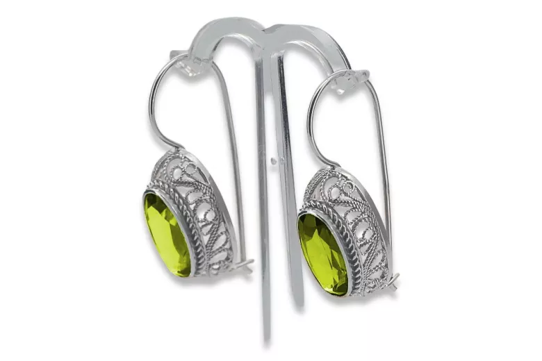 Vintage silver 925 yellow peridot earrings vec023s