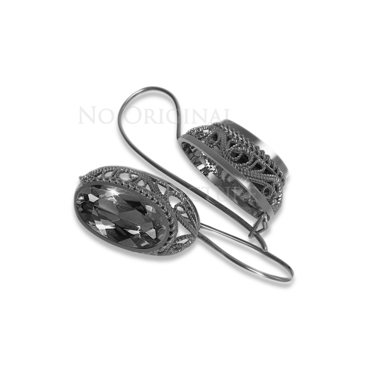 Vintage silver 925 setting earrings vec023s
