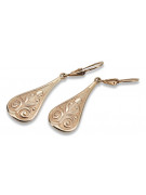 "No Stones, 14K 585 Rose Gold Vintage Leaf Earrings" ven147