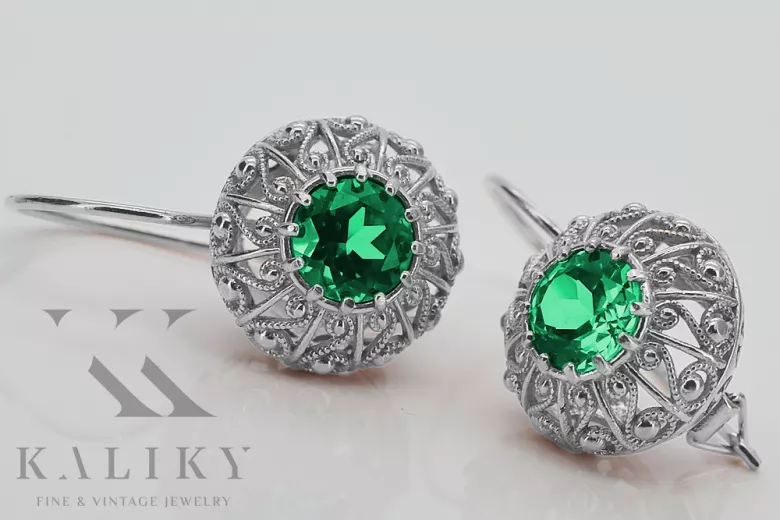 Vintage Vintage 925 Silver Emerald earrings vec002s