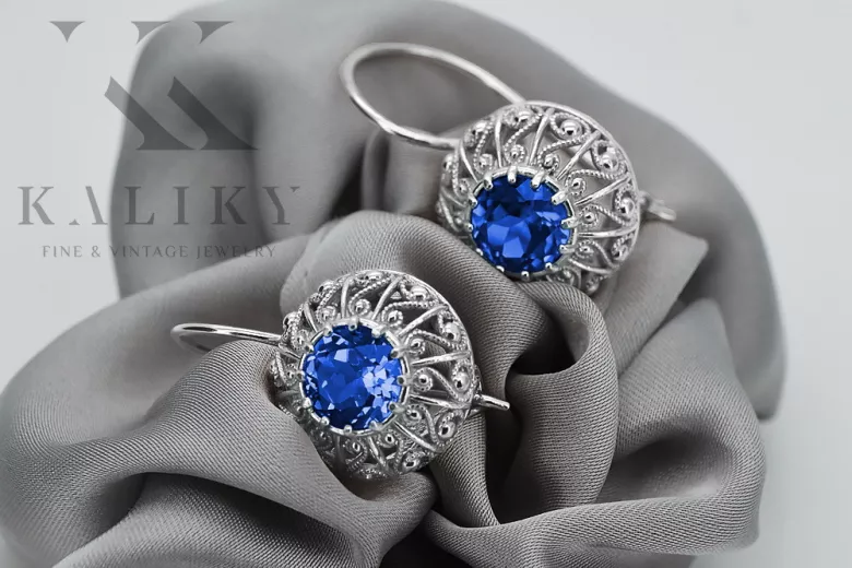 Vintage Vintage 925 Silver Sapphire earrings vec002s