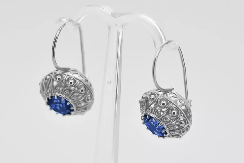 Vintage Vintage 925 Silver Sapphire earrings vec002s