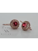 Classic Ruby Earrings in Vintage Rose Pink 14K Gold - Soviet Russian Style vec002