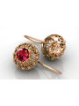 Classic Ruby Earrings in Vintage Rose Pink 14K Gold - Soviet Russian Style vec002