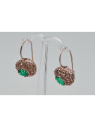 "Classic Emerald 14K 585 Gold Earrings in Rose Pink - Original Vintage from Russia, VEC002" style
