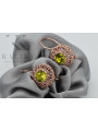 Boucles d'oreilles vintage en argent plaqué or rose 925 péridot jaune vec002rp