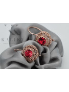Vintage silver rose gold plated 925 Ruby earrings vec002rp