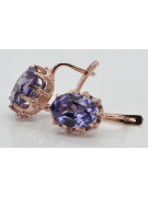 "Alexandrite sertie sur boucles d'oreilles en or rose 14 carats, style vintage vec079" Vintage