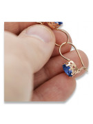 "Original Vintage Rose Pink 14K Gold Earrings with Sapphire Accents" vec196