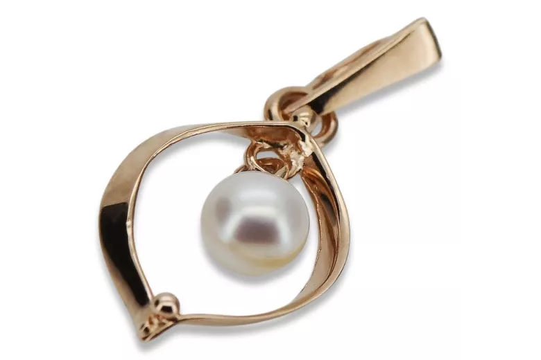 Colier Perlă Vintage în Aur Roz 14k 585 Original vppr002