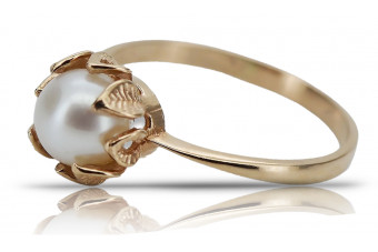 Винтажное кольцо из розового золота 14к 585 с жемчугом vrpr009