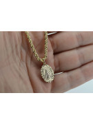 Gold 14k 585 Mother of God virgin Mary medallion pendant & chain Corda pm005y&cc019y2mm