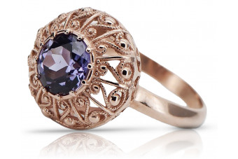 Русское советское серебряное кольцо с розовым золотом 925 пробы с александритовым кольцом vrc059rp Vintage