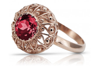 Russische sowjetische 925 Silber Rose vergoldet Rubin Ring vrc059rp Vintage