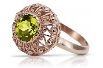 Vintage 925 Silver Rose Gold Plated Peridot Ring vrc059rp Vintage