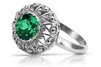 Vintage silver 925 Emerald ring vrc059s Vintage