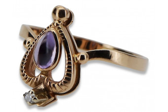 Vintage Rose Gold Ring 14K Alexandrite Ruby Emerald Sapphire Zircon 585 vrc034