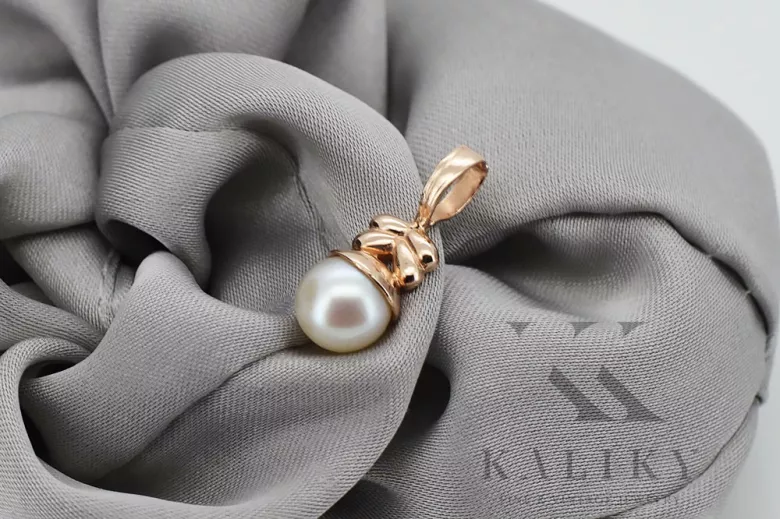 "Vintage Pearl Pendant in 14K 585 Rose Gold - Original Design" vppr005