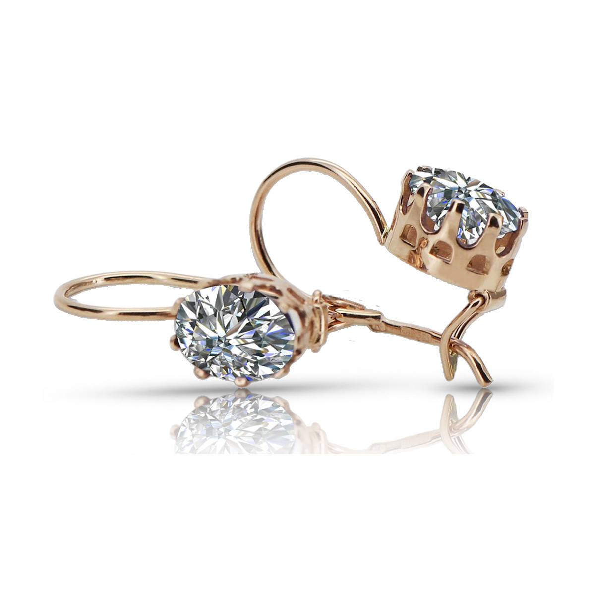 "Vintage Inspired 14K Rose Gold Zircon Jewelry Earrings" vec196