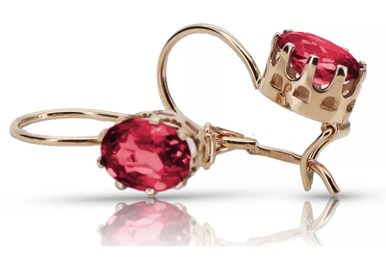 "Bijoux vintage: Boucles d'oreilles en rubis et or rose 14 carats" vec196