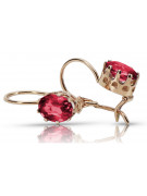 "Original Vintage 14K Rose Gold Earrings with Ruby Detail" vec196
