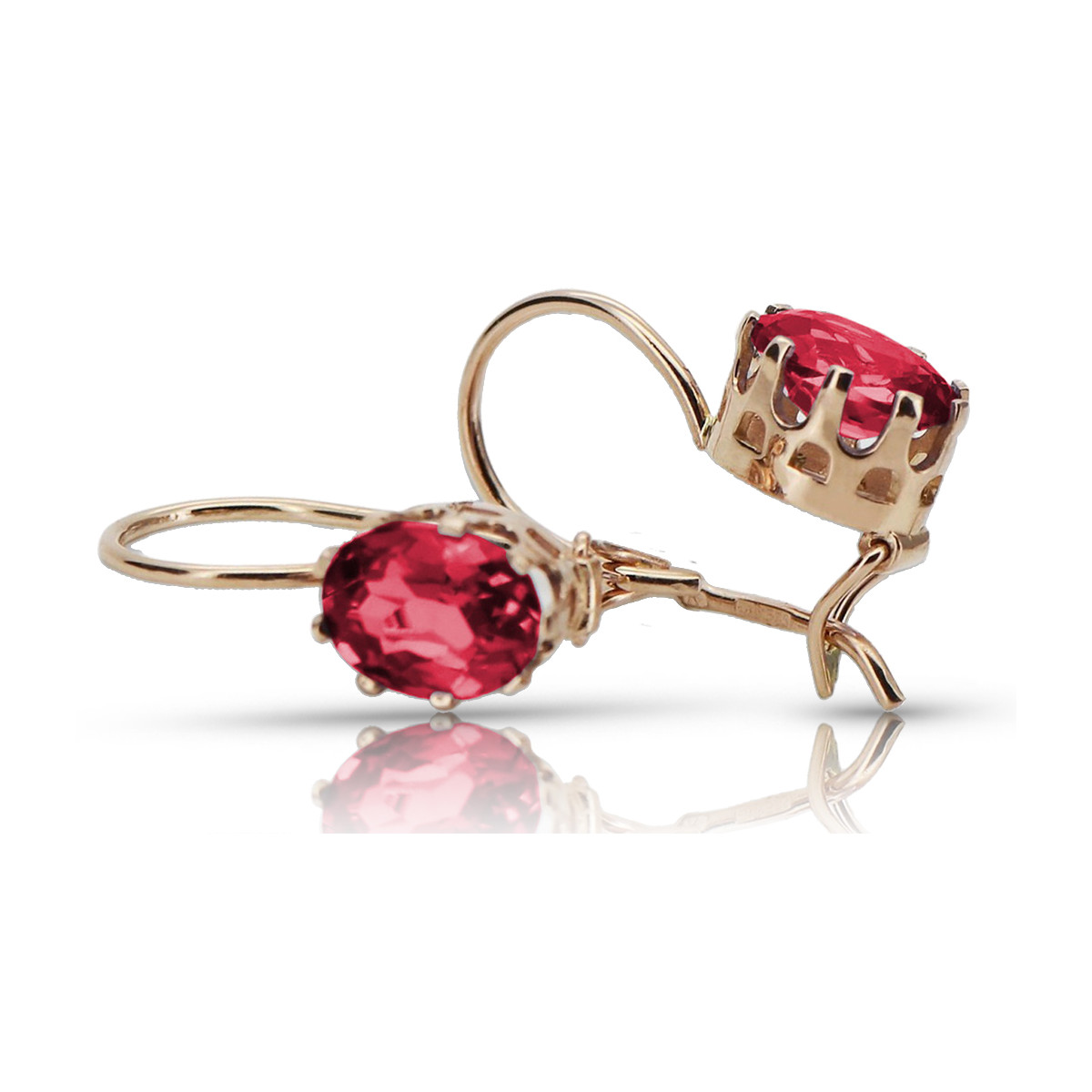 Bijuterii autentice vintage: Cercei cu rubin în aur roz de 14k 585 vec196