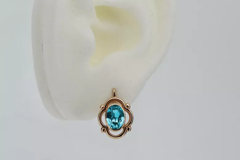 Vintage silver rose gold plated 925 aquamarine earrings vec033rp