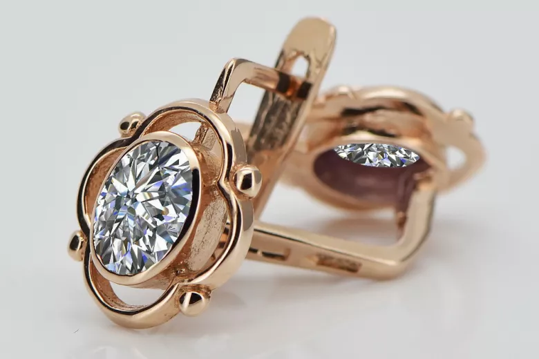 Vintage silver rose gold plated 925 zircon earrings vec033rp