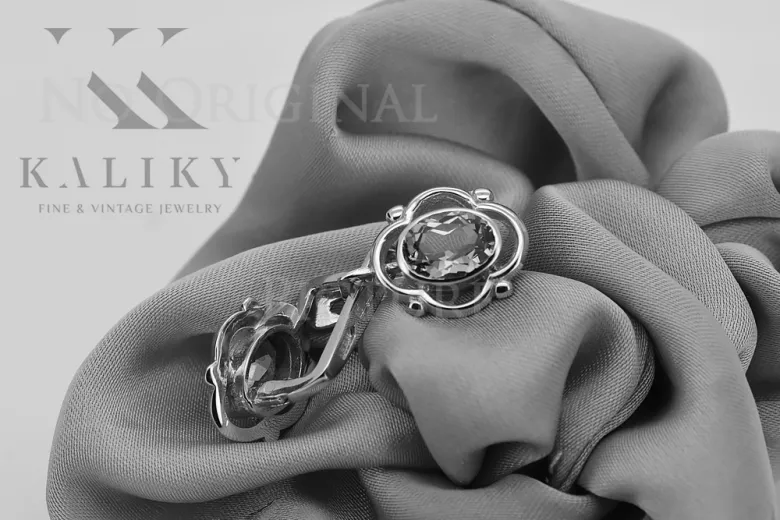 Bijoux uniques : Boucles d'oreilles vintage en or rose 14 carats, Style russie soviétique vec033 style