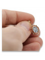"Or rose 14 carats vintage d'origine avec zircon, Boucles d'oreilles vec033 de l'époque soviétique russe" style