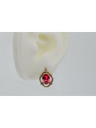 Élégantes boucles d'oreilles vintage en or rose 14 carats et rubis vec033 de Russie soviétique style