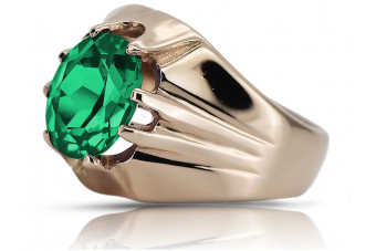 "Edler 14 Karat Vintage-Roségold Smaragd Ring, Originales Design, 62.10.10.T" vrc016